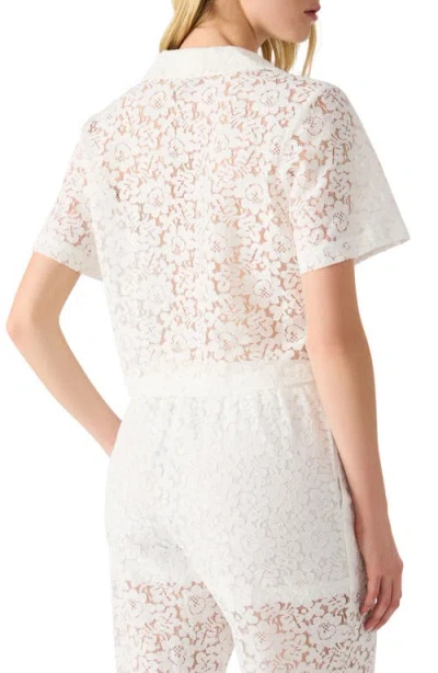 Steve Madden Sandra Lace Crop Button-up Shirt In White