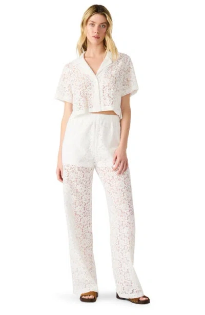 Steve Madden Sandra Lace Crop Button-up Shirt In White