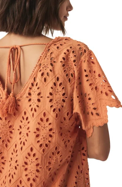 Splendid Cotton Eyelet Minidress In Orange