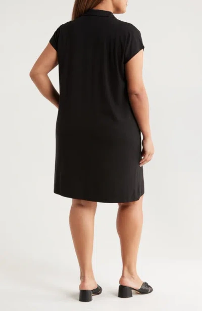 Eileen Fisher Johnny Collar Jersey Dress In Black