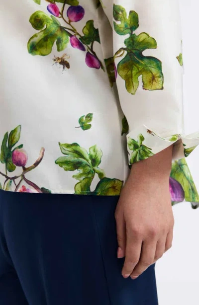 Foxcroft Agnes Figs Print Stretch Cotton Popover Top