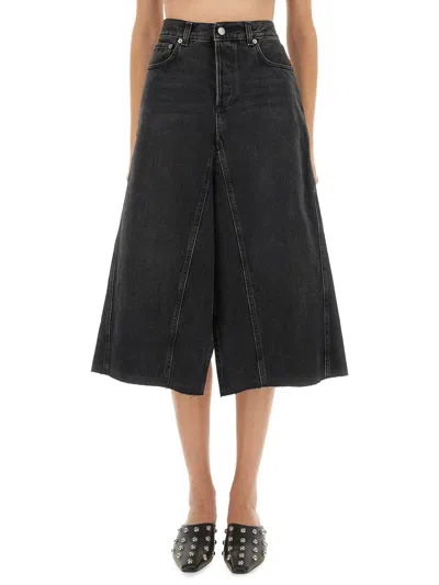 Haikure High-waisted Skirt With Back And Side Pockets In Black