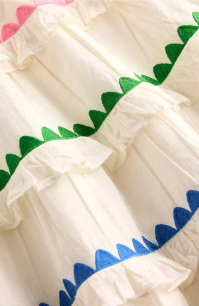 Mini Boden Kids' Cotton Tiered Midi Skirt In White