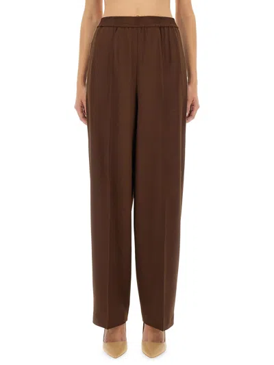 Fabiana Filippi Elastic-waist Side-seam Trousers In Brown