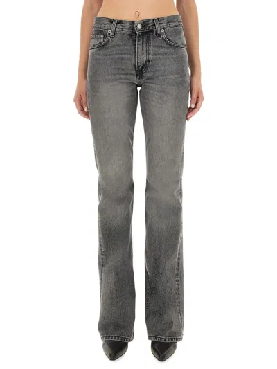 Haikure Straight Leg Trousers With Belt Loops In Gray