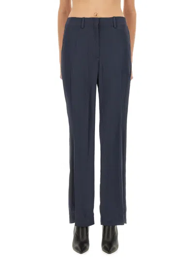 Theory Tailored High Waist Wide Leg Trousers In Blue