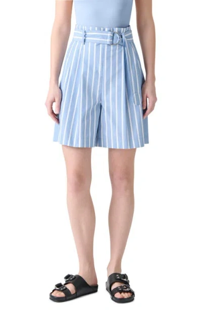 Akris Punto Fiorellina Belted Stripe Bermuda Shorts