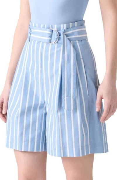 Akris Punto Fiorellina Belted Stripe Bermuda Shorts