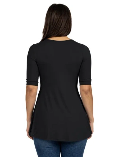 24seven Comfort Apparel Short Sleeve Tunic Top With Button Detail