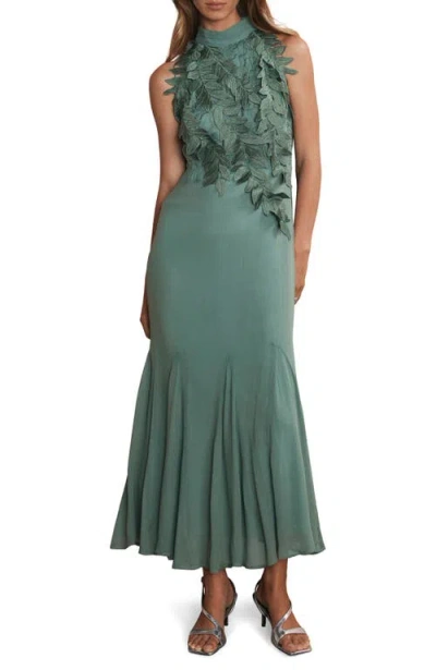 Mint Velvet Embroidered Applique Maxi Dress In Green