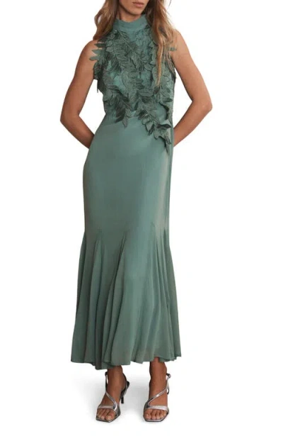 Mint Velvet Embroidered Applique Maxi Dress In Green