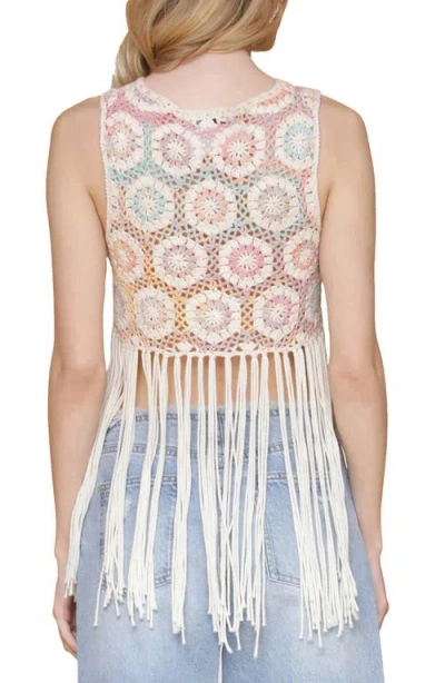 Avec Les Filles Fringe Crochet Tank In Multi