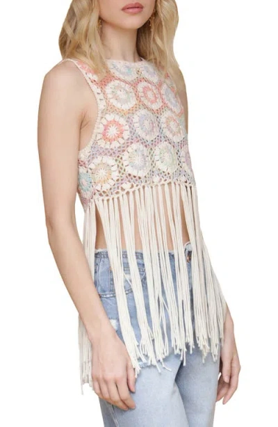 Avec Les Filles Fringe Crochet Tank In Multi