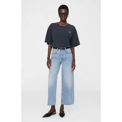 Anine Bing Rudy T-shirt In Black Cotton In Blue