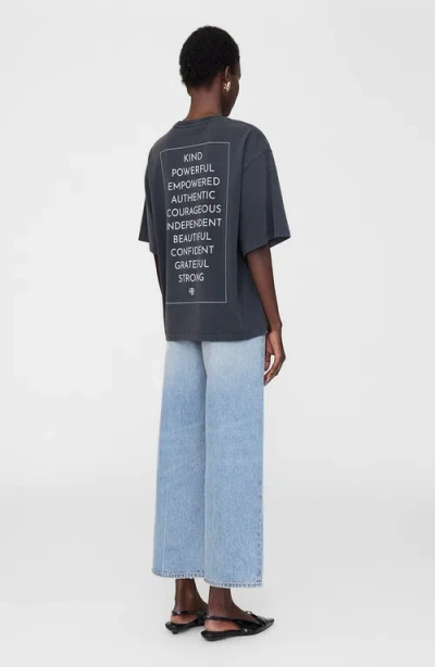 Anine Bing Rudy T-shirt In Black Cotton In Blue
