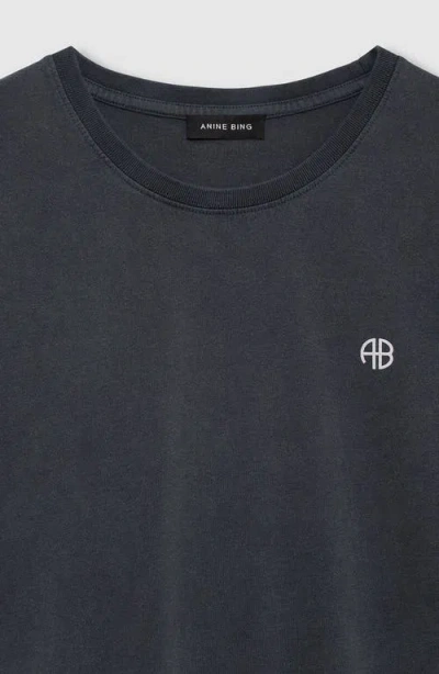 Anine Bing Rudy T-shirt In Black Cotton In Blue