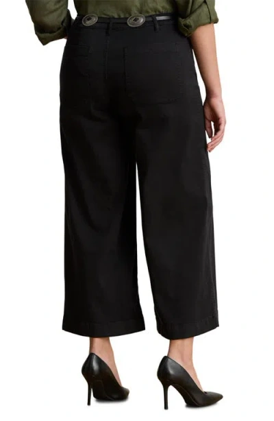 Ralph Lauren Lauren  Patch Pocket Crop Wide Leg Twill Chinos In Black