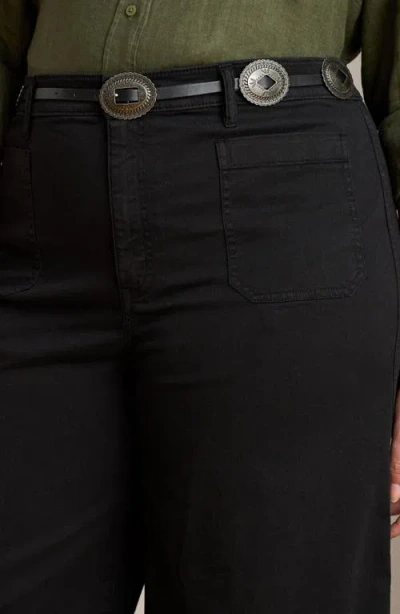 Ralph Lauren Lauren  Patch Pocket Crop Wide Leg Twill Chinos In Black