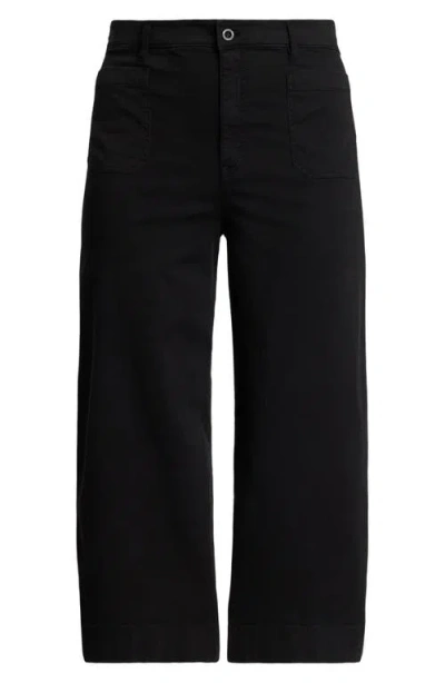 Ralph Lauren Lauren  Patch Pocket Crop Wide Leg Twill Chinos In Black
