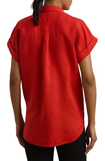 Ralph Lauren Relaxed Fit Linen Short-sleeve Shirt In Red