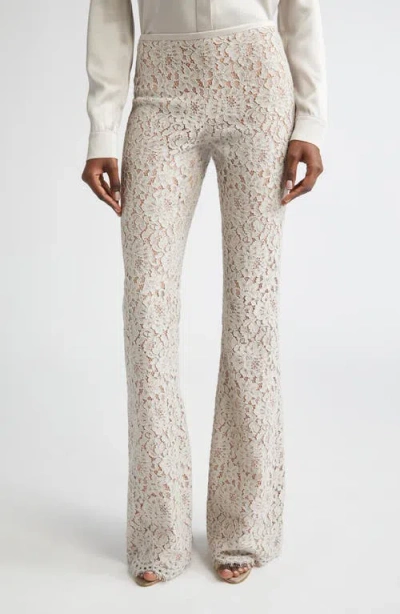 Michael Kors Collection Floral Lace Bootleg Pants In Neutral