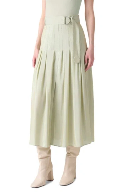 Akris Punto Belted Pleated Midi Skirt In Green