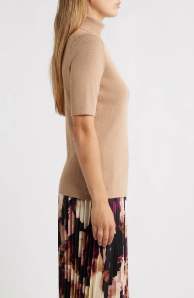 Anne Klein Short Sleeve Turtleneck Sweater In Neutral
