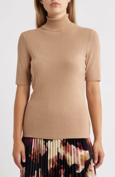Anne Klein Short Sleeve Turtleneck Sweater In Neutral