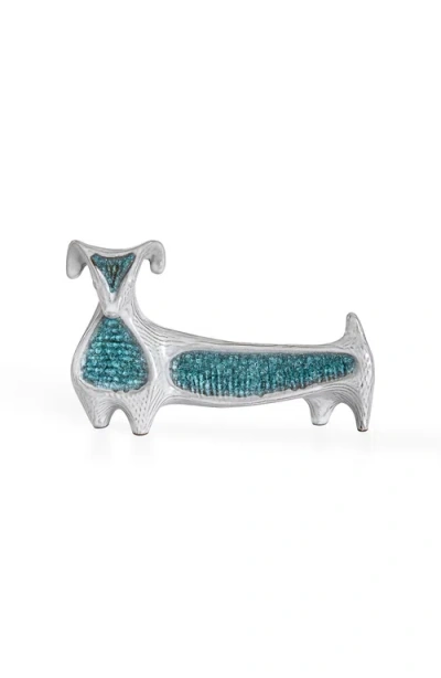 Jonathan Adler Glass Menagerie Dachshund Sculpture In Blue