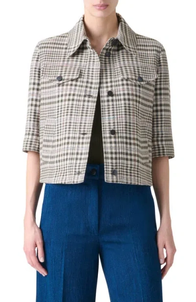 Akris Punto Cotton-blend Check Short Jean Jacket In Neutral