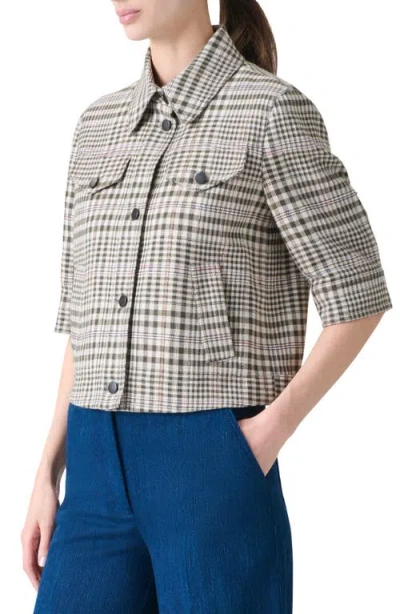 Akris Punto Cotton-blend Check Short Jean Jacket In Neutral