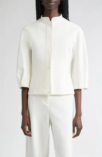 Max Mara Nastro Knit Peplum Jacket In White