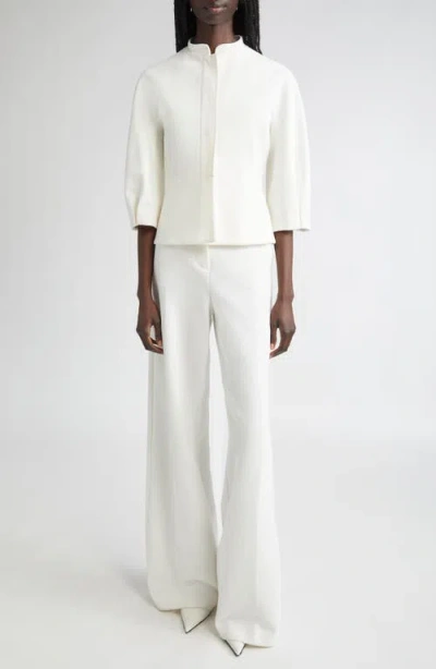 Max Mara Nastro Knit Peplum Jacket In White
