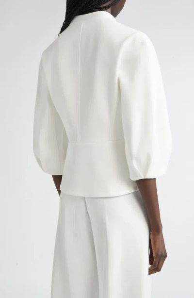 Max Mara Nastro Knit Peplum Jacket In White