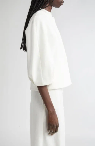 Max Mara Nastro Knit Peplum Jacket In White
