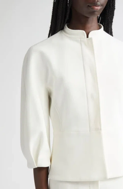 Max Mara Nastro Knit Peplum Jacket In White
