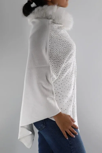 La Fiorentina Embellished Poncho With Faux Fur Collar