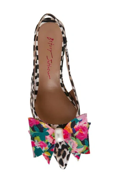 Betsey Johnson Claira Pointed Toe Slingback Pump In Animal Print