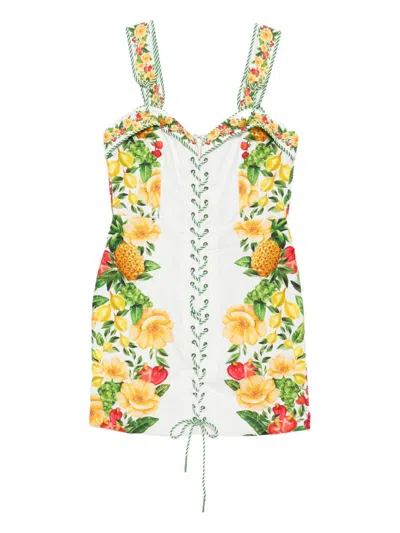 Farm Rio Off-white Picnic Flowers Lenzing Ecovero Euroflax Mini Dress