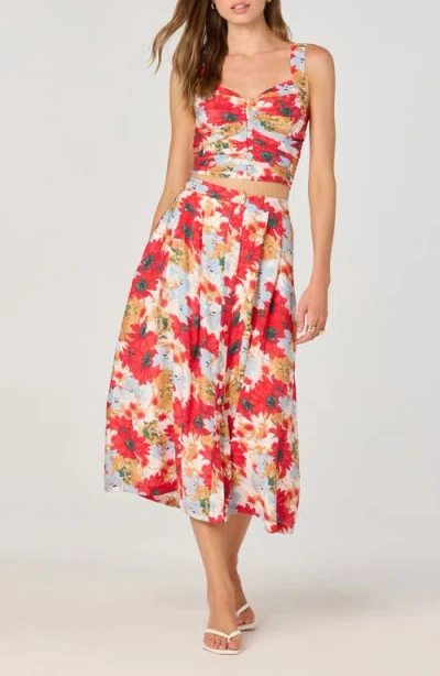 Astr The Label Floral Print Crop Top In Red