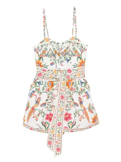 Farm Rio Linen Romper In Multi