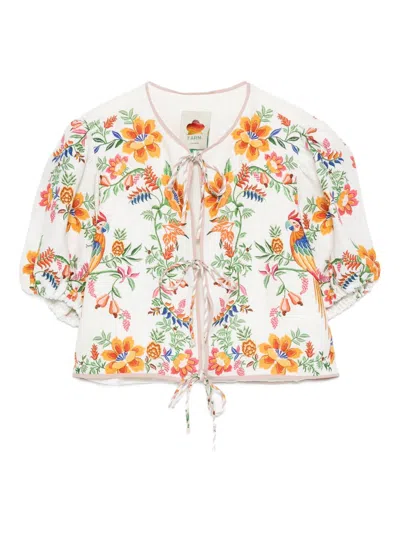 Farm Rio Delicate Forest Scarves Blouse