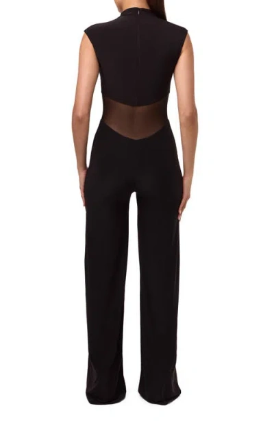 Naked Wardrobe Mesh Mock Neck Jumpsuit In Black