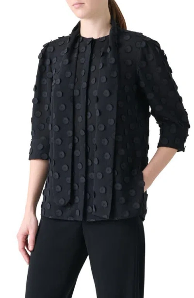 Akris Punto 3d Polka Dot Techno Georgette Scarf Boho Blouse