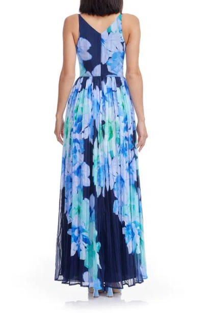Dress The Population Alyssa Floral Gown In Blue