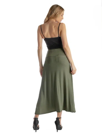24seven Comfort Apparel Elastic Waist Maxi Skirt In Green