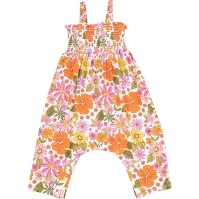 Angel Dear Smocked Bodice Romper In Orange