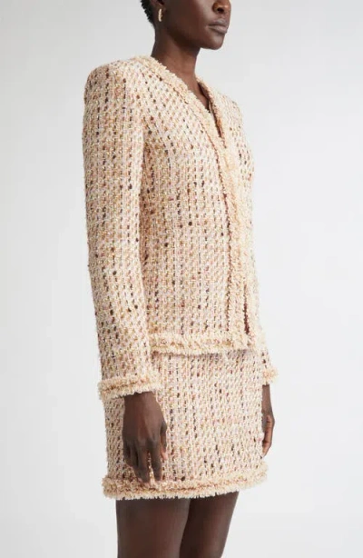 St John St. John Collection Susan Fringe Trim Metallic Tweed Jacket