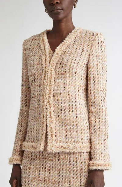St John St. John Collection Susan Fringe Trim Metallic Tweed Jacket