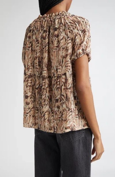 Ramy Brook Soraya Pleated Puff Sleeve Top In Multi